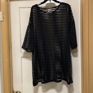Black sheer striped shirt